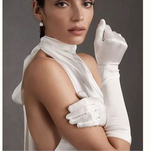 Never been worn silk bridal gloves